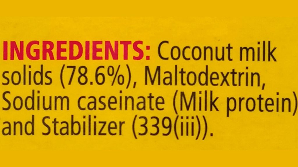 Ingredients Of Nestle (Maggi) Coconut Milk Powder
